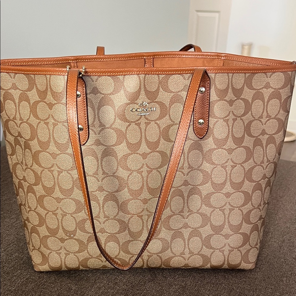 Coach Tan and Brown Signature Tote